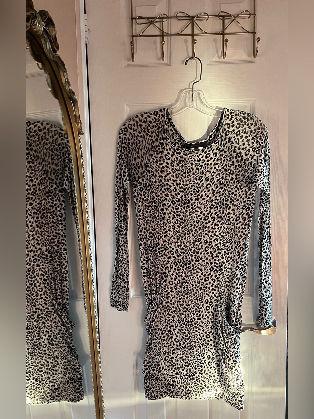 BCBGMaxAzria Black & Cream Leopard Print Top